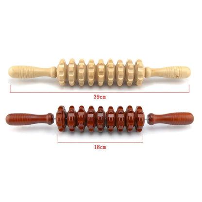 Wooden Nine-Wheel Massager with Leg Rollers