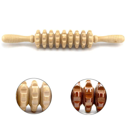 Wooden Nine-Wheel Massager with Leg Rollers