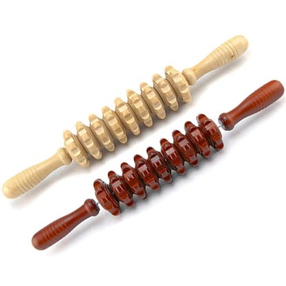 Wooden Nine-Wheel Massager with Leg Rollers