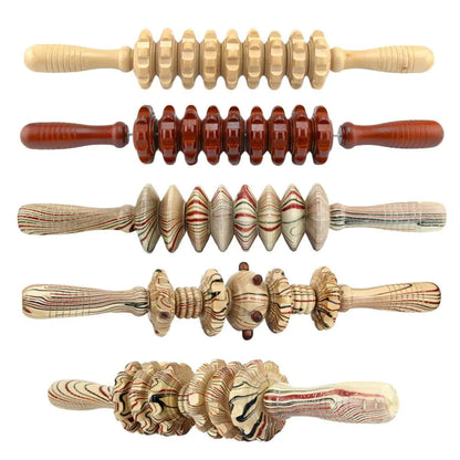 Wooden Nine-Wheel Massager with Leg Rollers